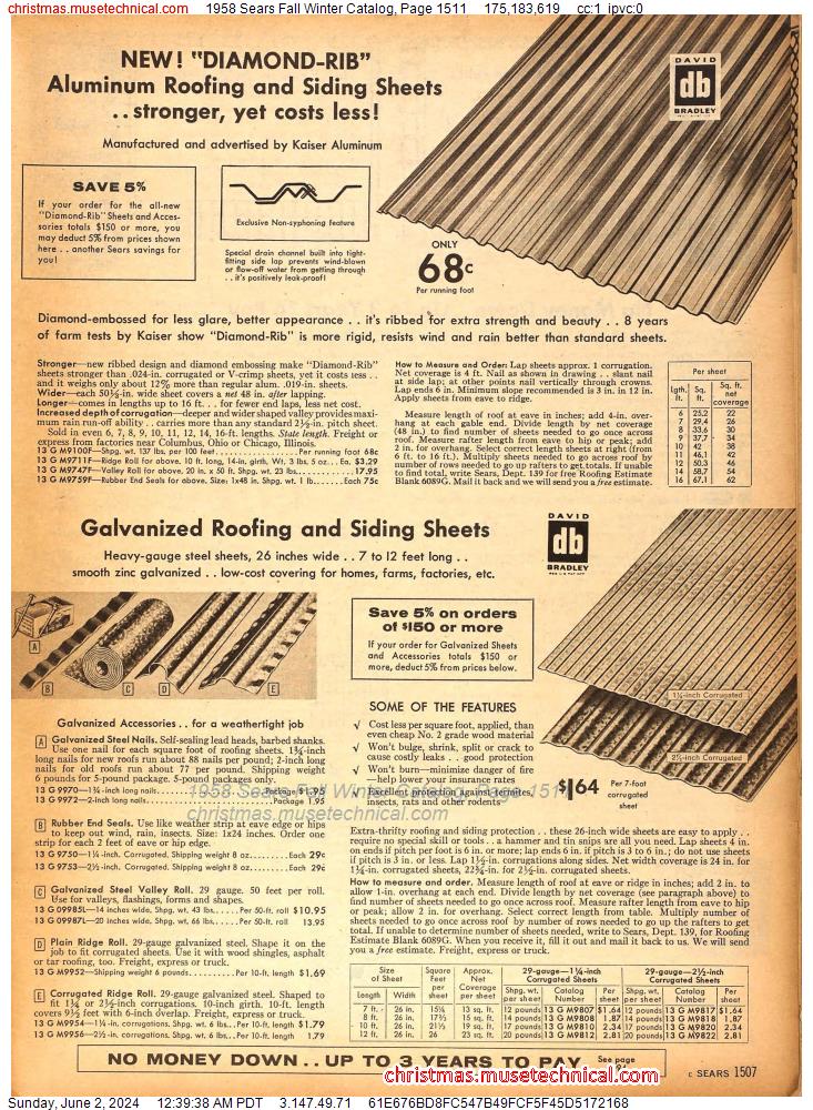 1958 Sears Fall Winter Catalog, Page 1511