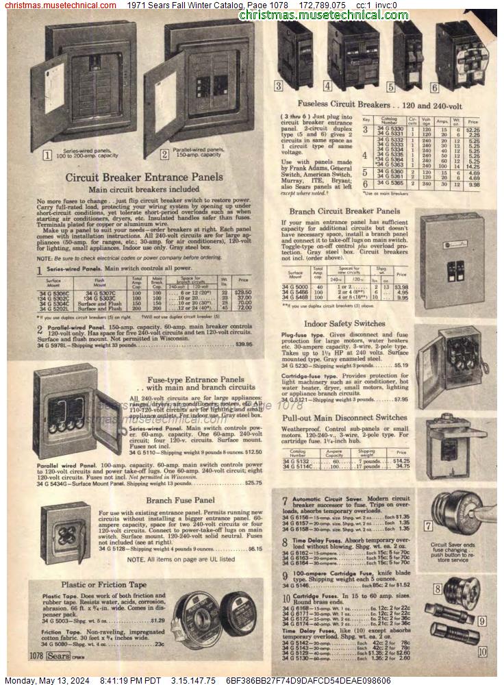 1971 Sears Fall Winter Catalog, Page 1078