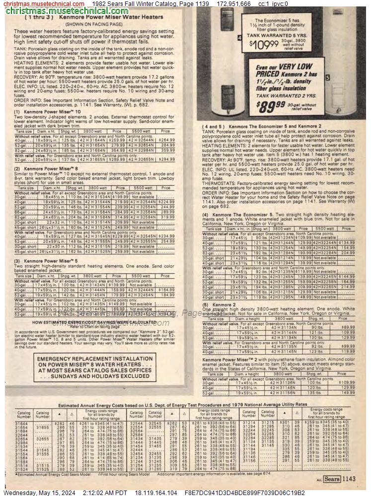 1982 Sears Fall Winter Catalog, Page 1139