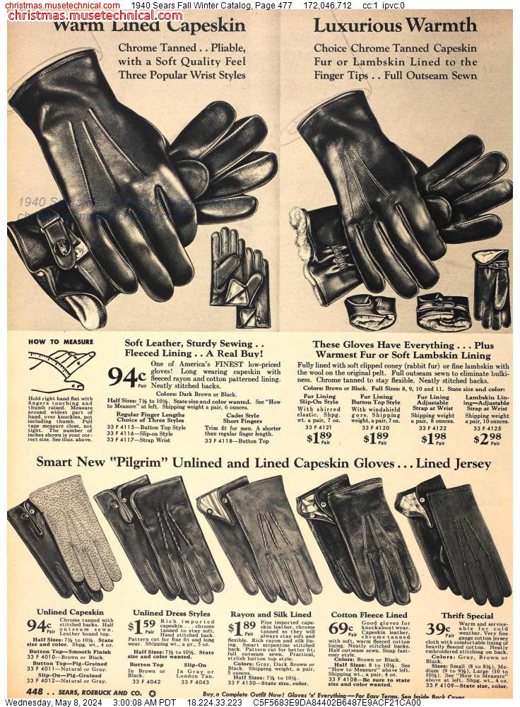 1940 Sears Fall Winter Catalog, Page 477
