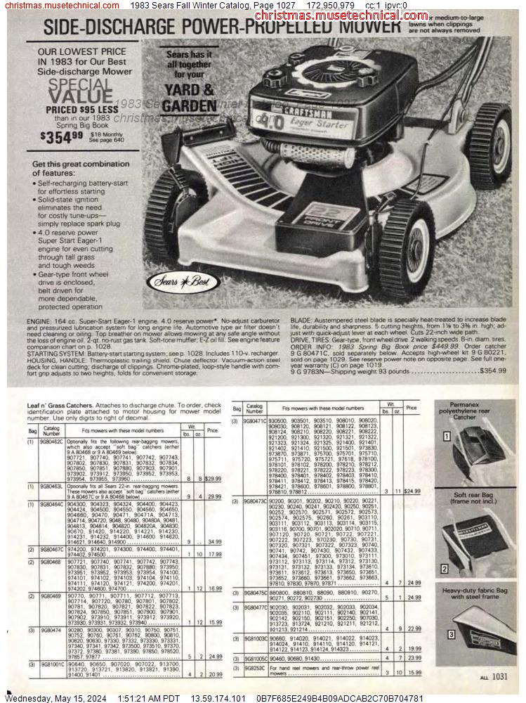 1983 Sears Fall Winter Catalog, Page 1027