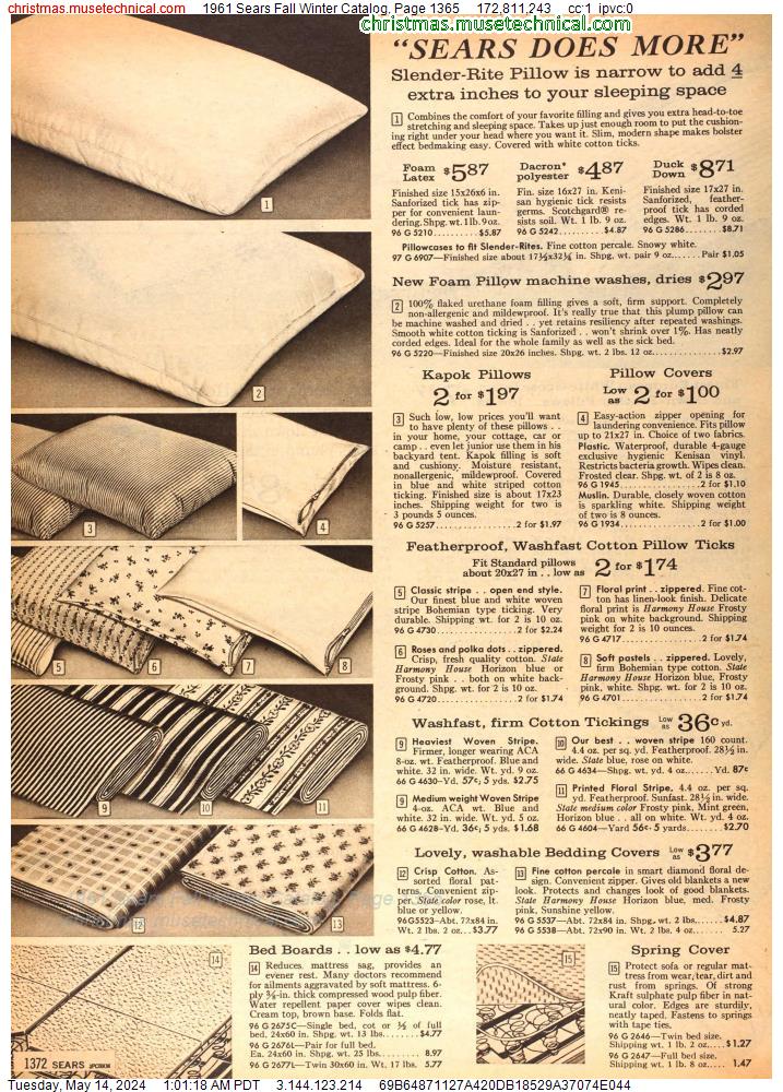 1961 Sears Fall Winter Catalog, Page 1365