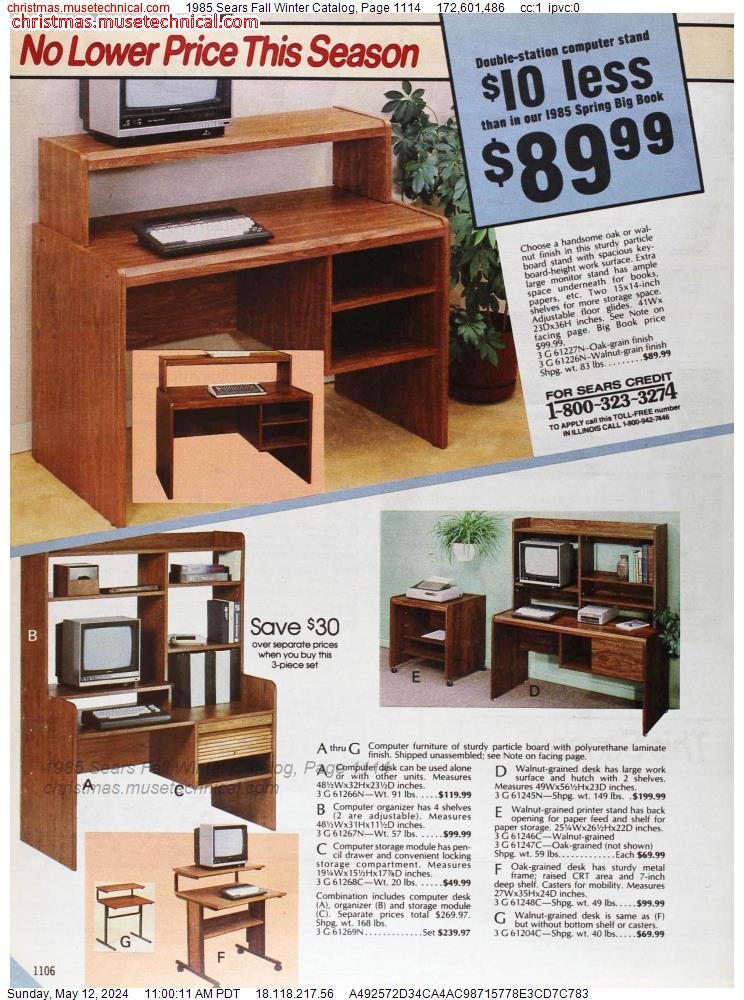 1985 Sears Fall Winter Catalog, Page 1114