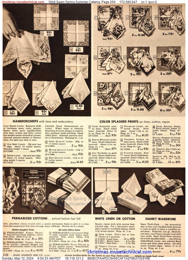 1949 Sears Spring Summer Catalog, Page 250