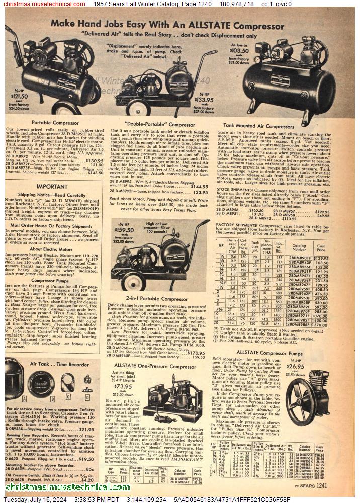 1957 Sears Fall Winter Catalog, Page 1240