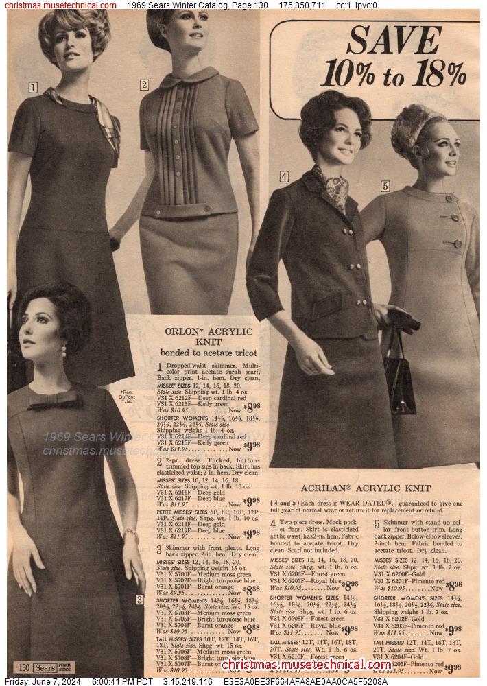 1969 Sears Winter Catalog, Page 130