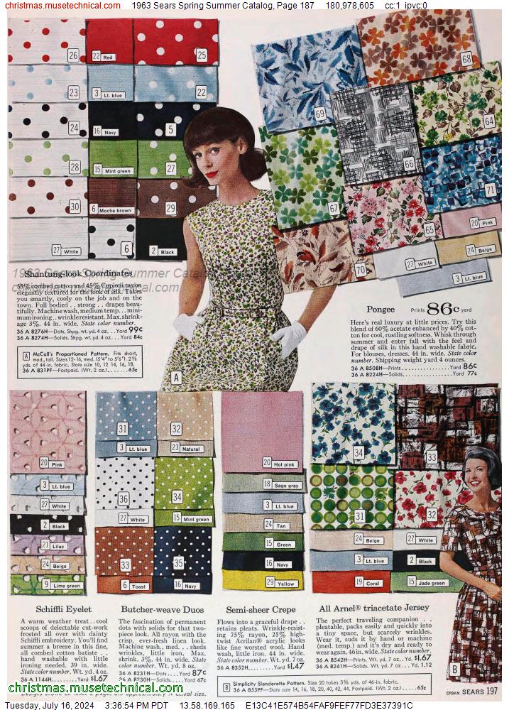 1963 Sears Spring Summer Catalog, Page 187