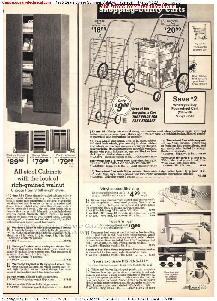 1975 Sears Spring Summer Catalog, Page 909