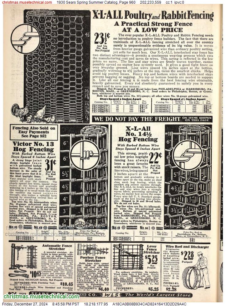 1930 Sears Spring Summer Catalog, Page 960