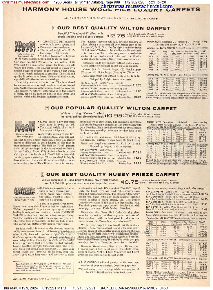 1956 Sears Fall Winter Catalog, Page 908