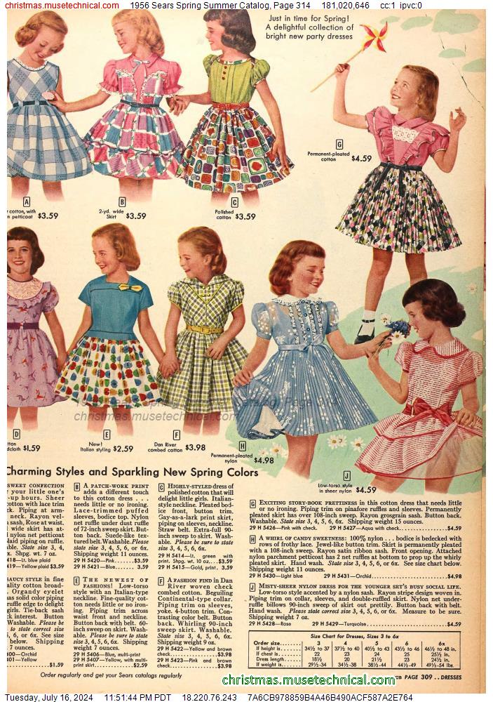 1956 Sears Spring Summer Catalog, Page 314