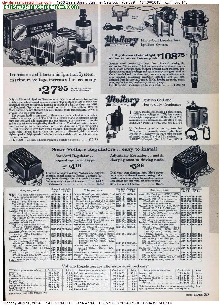 1966 Sears Spring Summer Catalog, Page 879