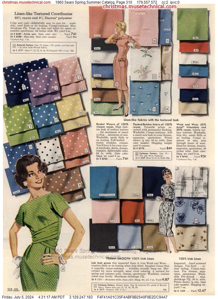 1960 Sears Spring Summer Catalog, Page 310
