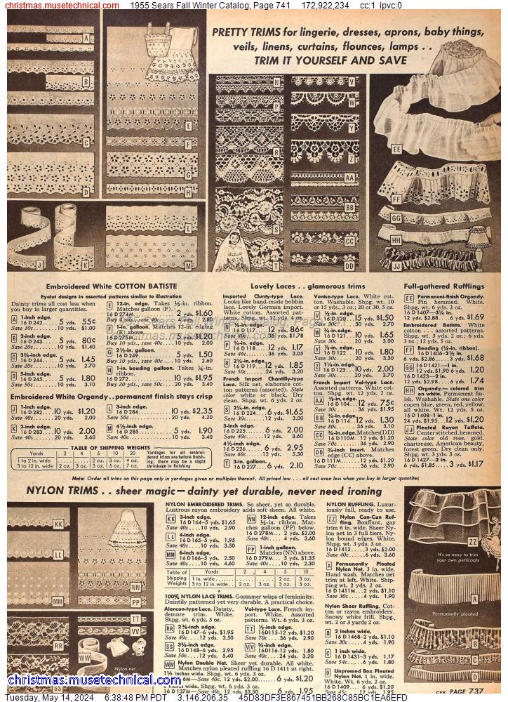 1955 Sears Fall Winter Catalog, Page 741