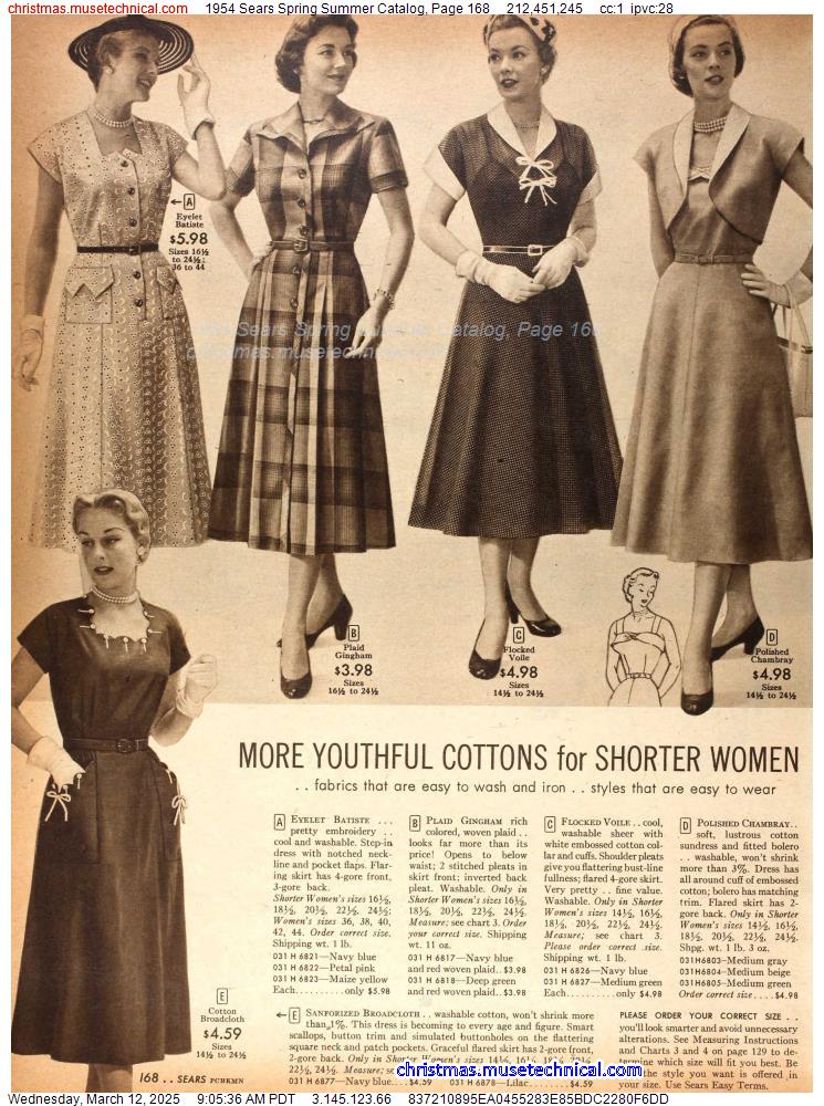 1954 Sears Spring Summer Catalog, Page 168