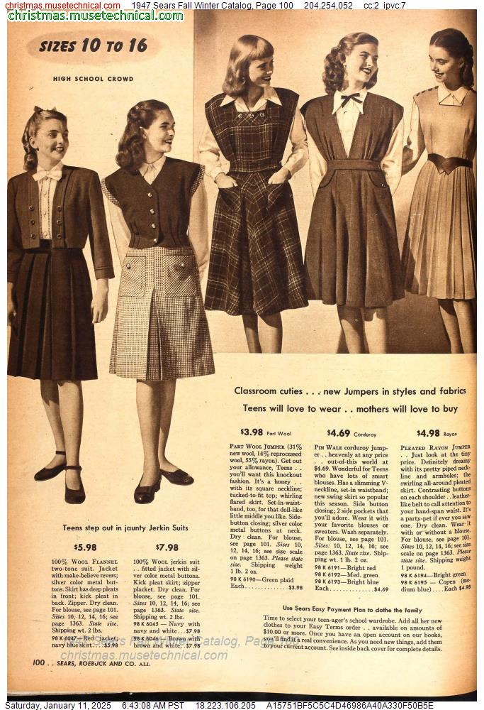 1947 Sears Fall Winter Catalog, Page 100