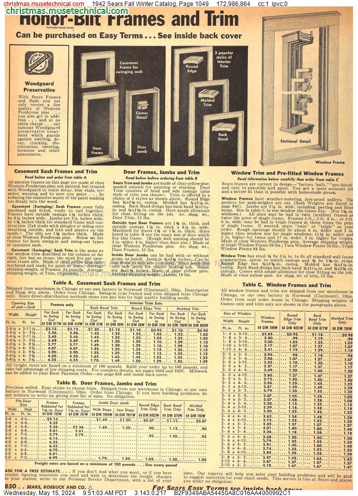 1942 Sears Fall Winter Catalog, Page 1049