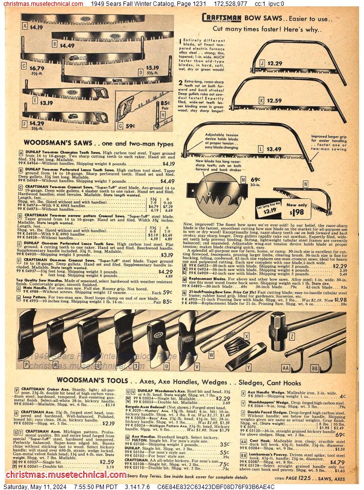 1949 Sears Fall Winter Catalog, Page 1231