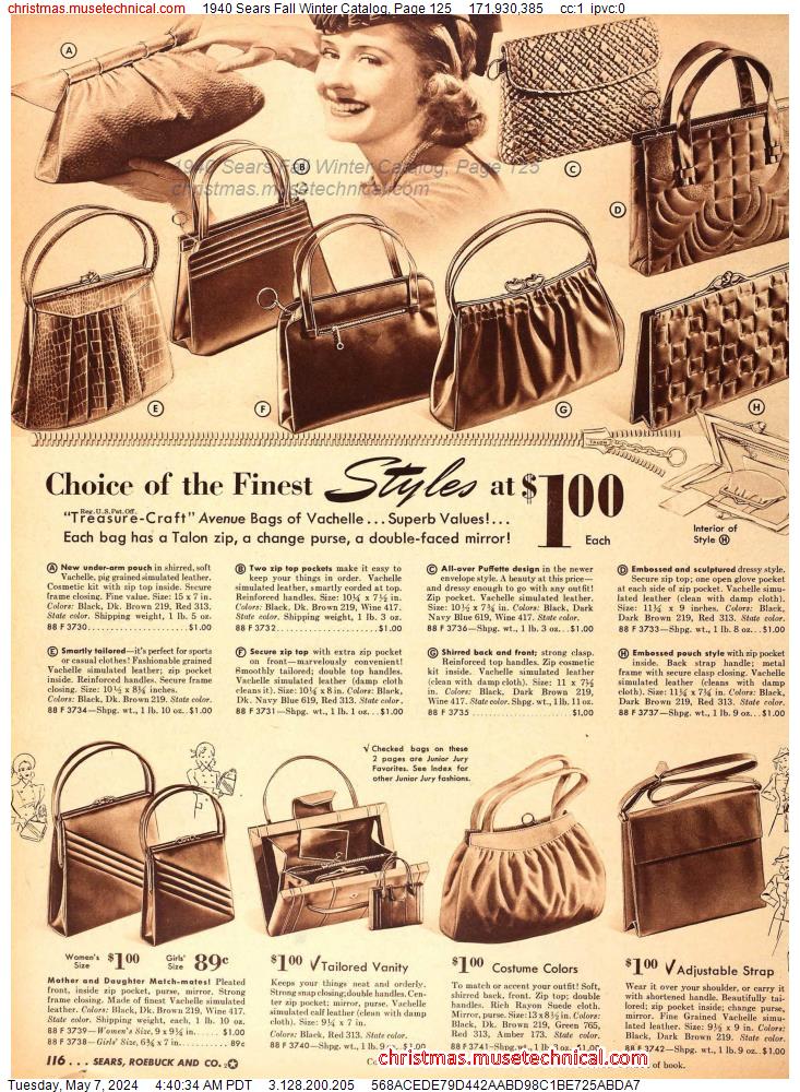 1940 Sears Fall Winter Catalog, Page 125