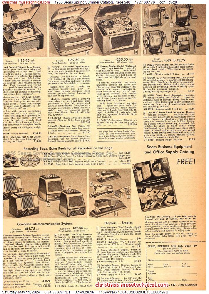 1956 Sears Spring Summer Catalog, Page 540