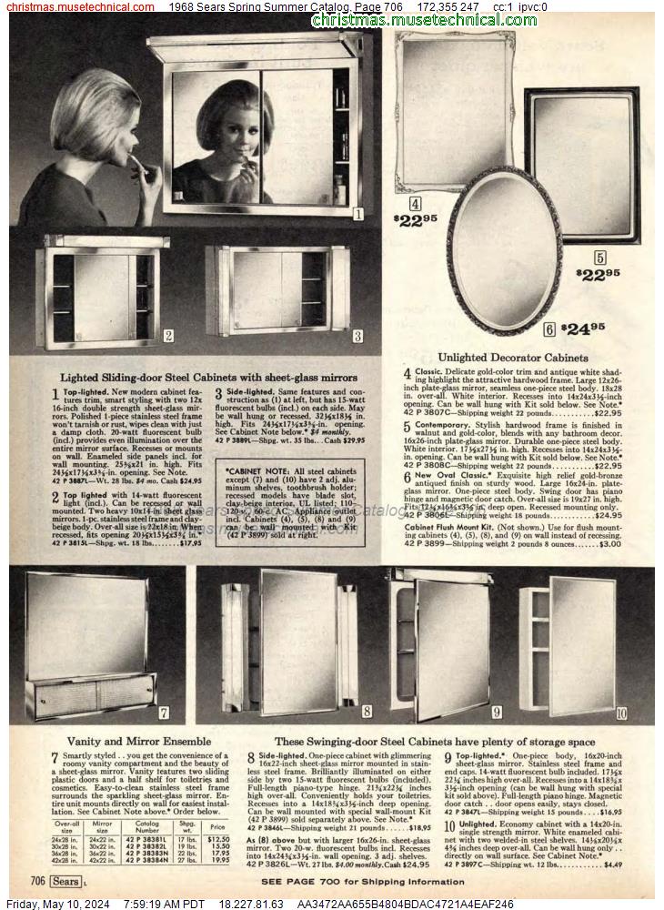 1968 Sears Spring Summer Catalog, Page 706