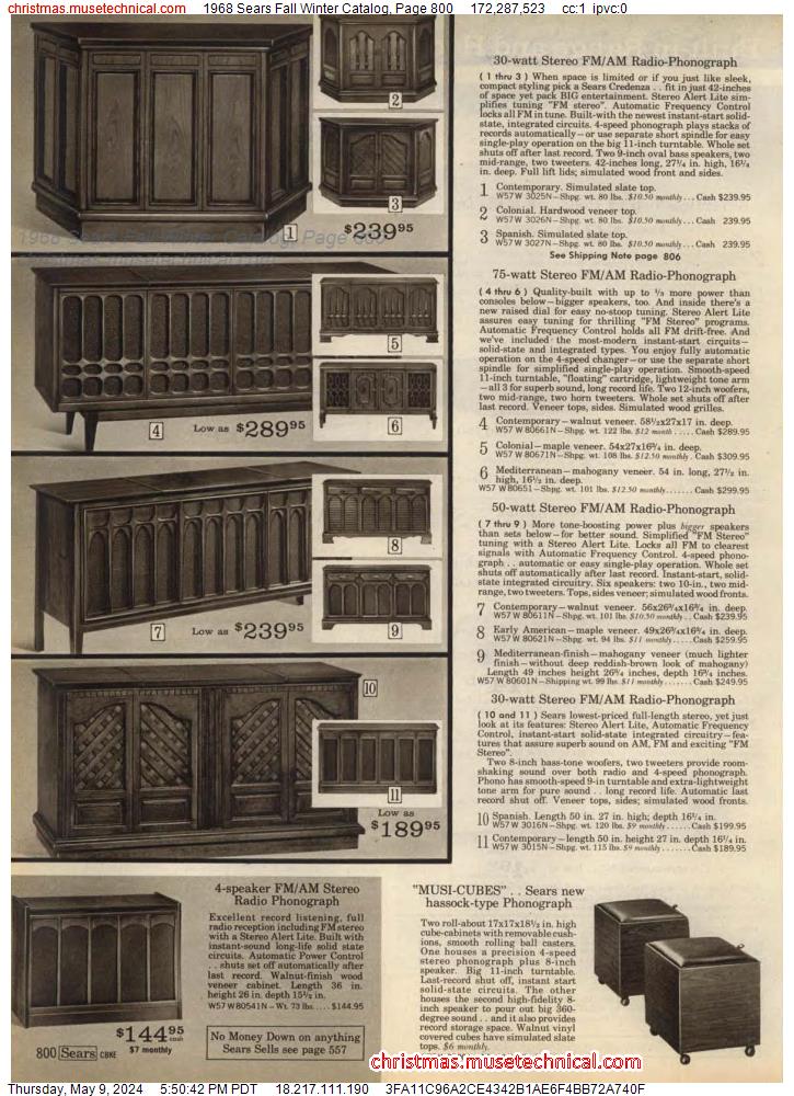 1968 Sears Fall Winter Catalog, Page 800