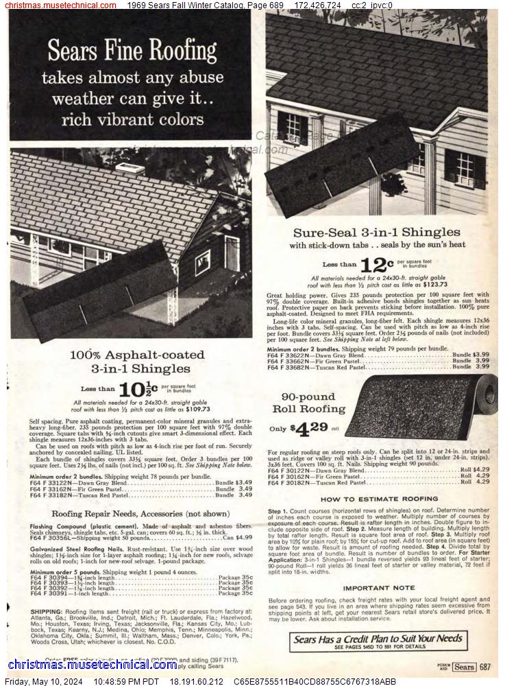 1969 Sears Fall Winter Catalog, Page 689