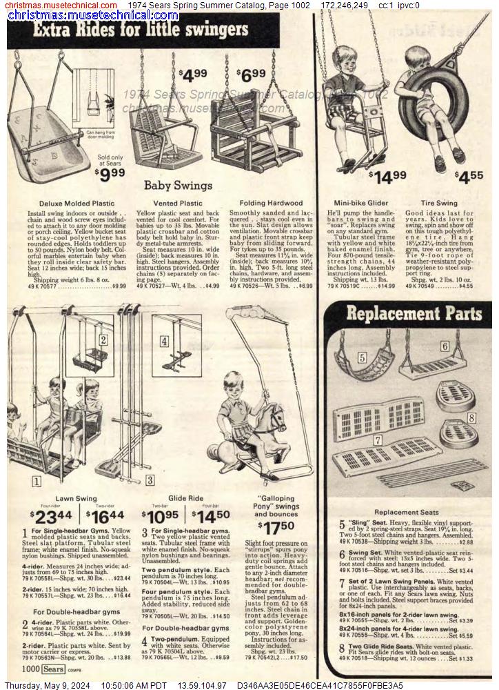 1974 Sears Spring Summer Catalog, Page 1002