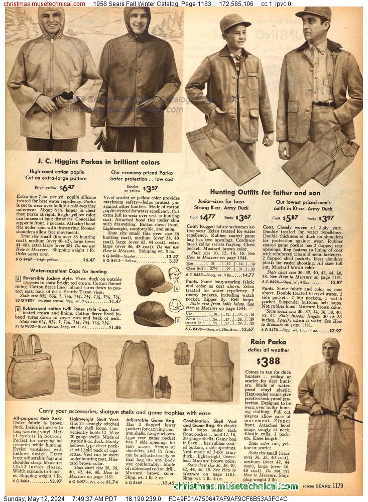 1958 Sears Fall Winter Catalog, Page 1183