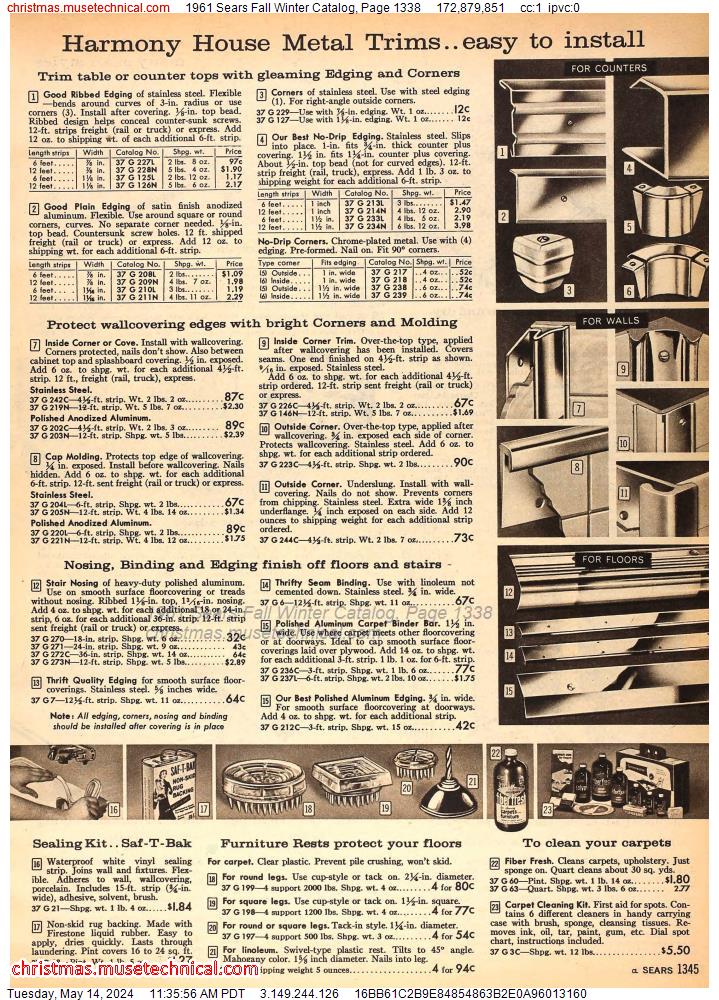 1961 Sears Fall Winter Catalog, Page 1338