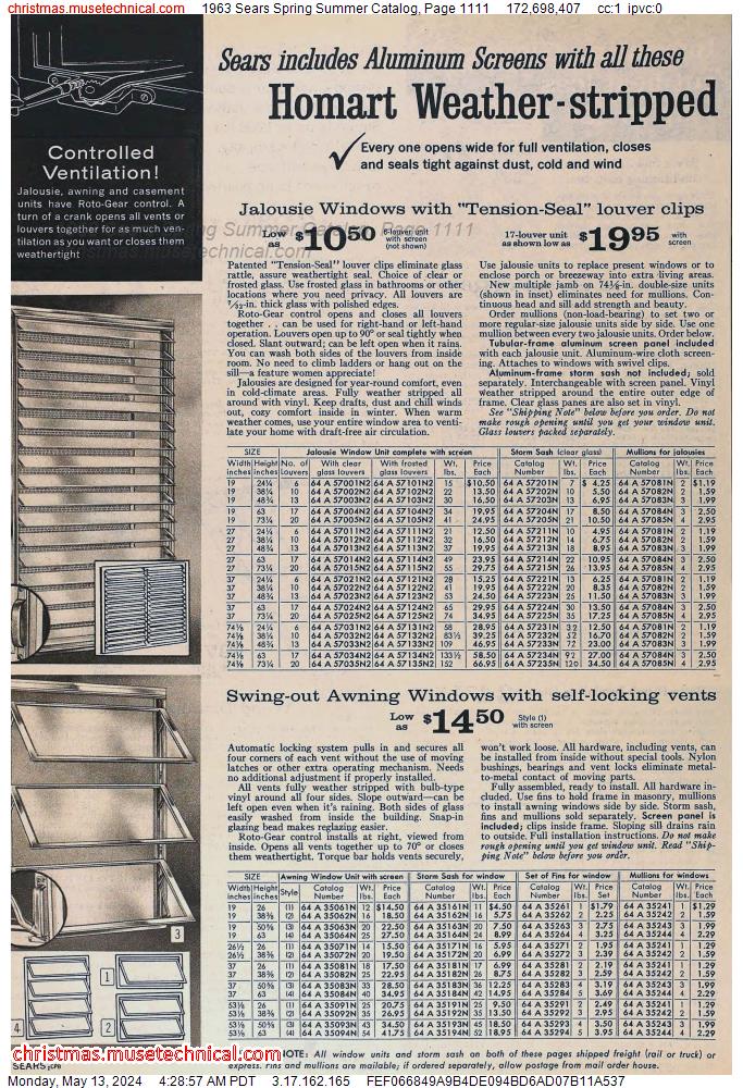 1963 Sears Spring Summer Catalog, Page 1111