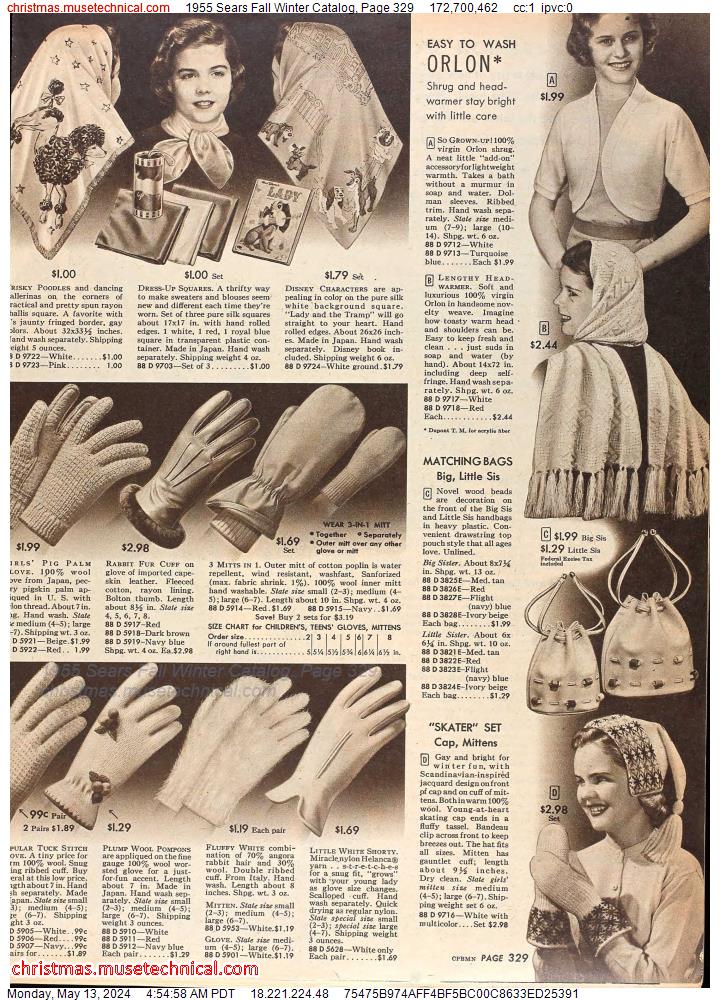 1955 Sears Fall Winter Catalog, Page 329