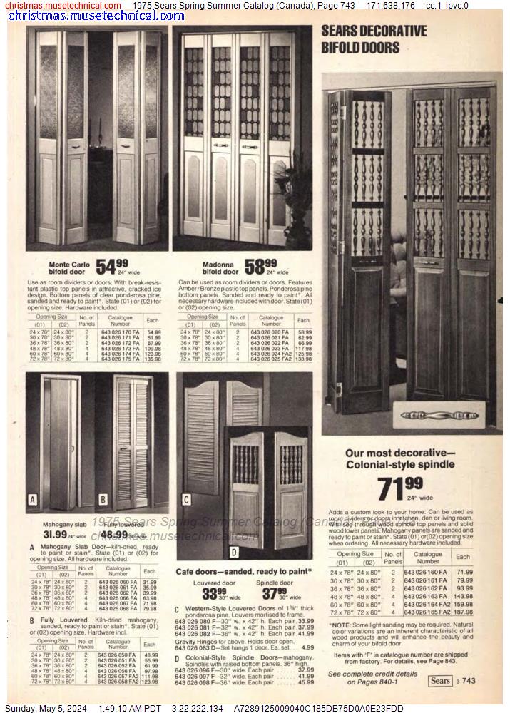 1975 Sears Spring Summer Catalog (Canada), Page 743