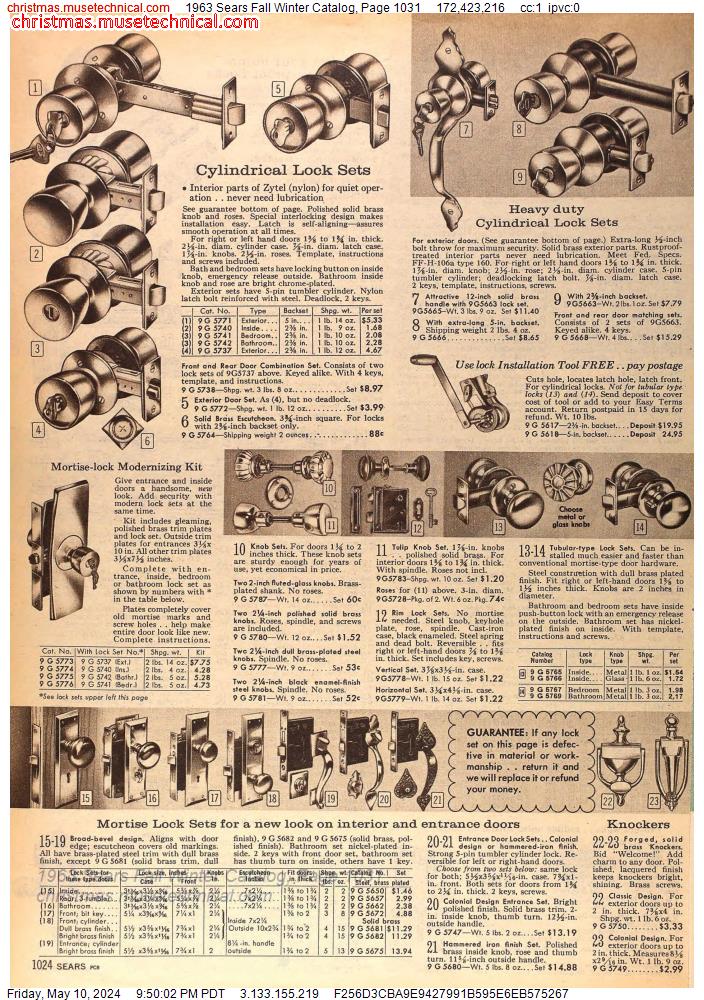 1963 Sears Fall Winter Catalog, Page 1031