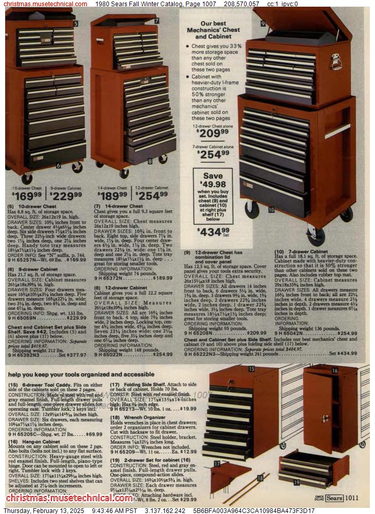 1980 Sears Fall Winter Catalog, Page 1007