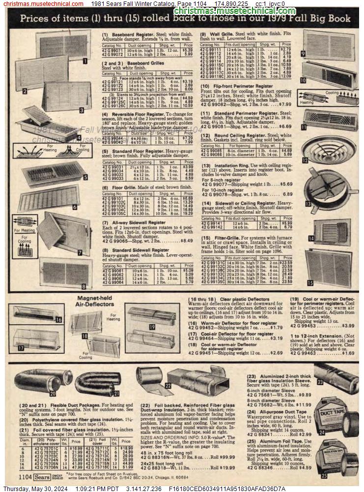 1981 Sears Fall Winter Catalog, Page 1104