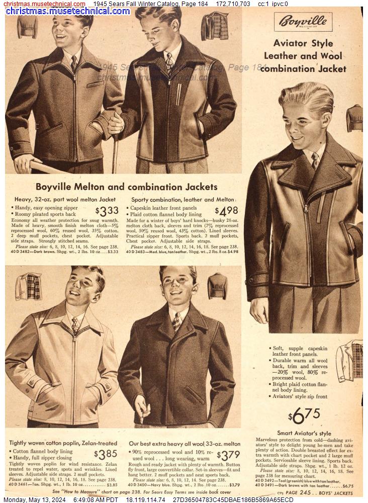 1945 Sears Fall Winter Catalog, Page 184