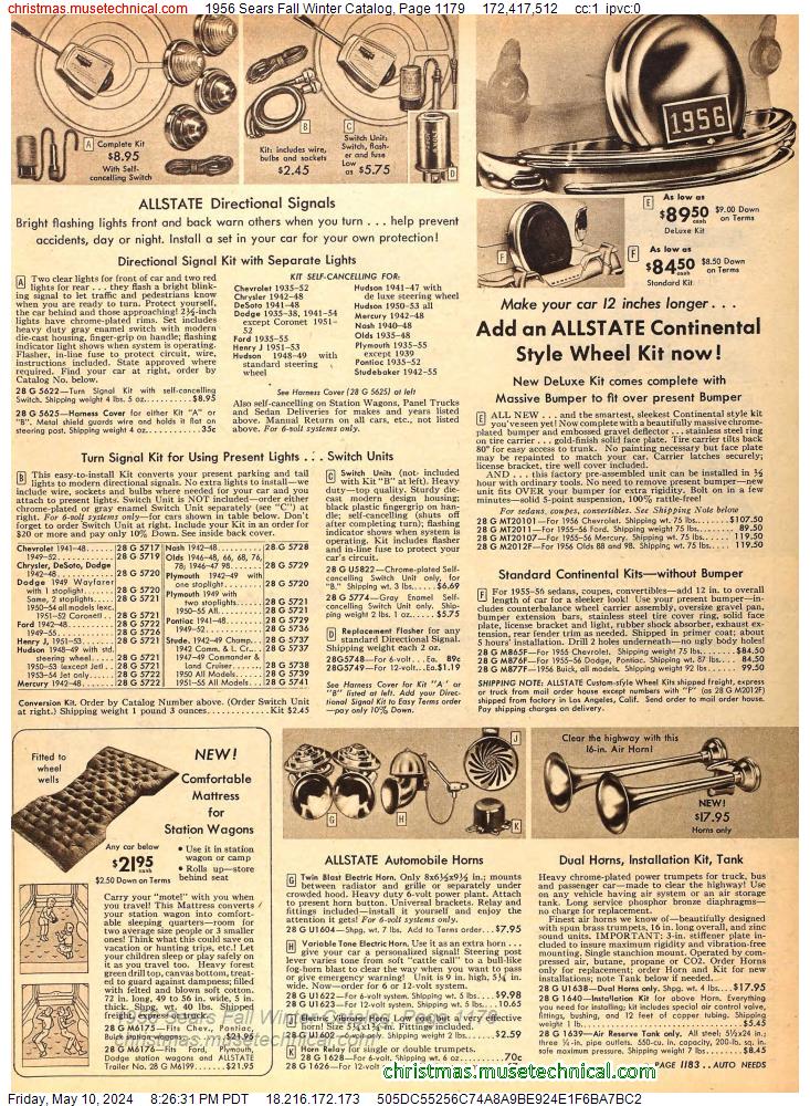1956 Sears Fall Winter Catalog, Page 1179