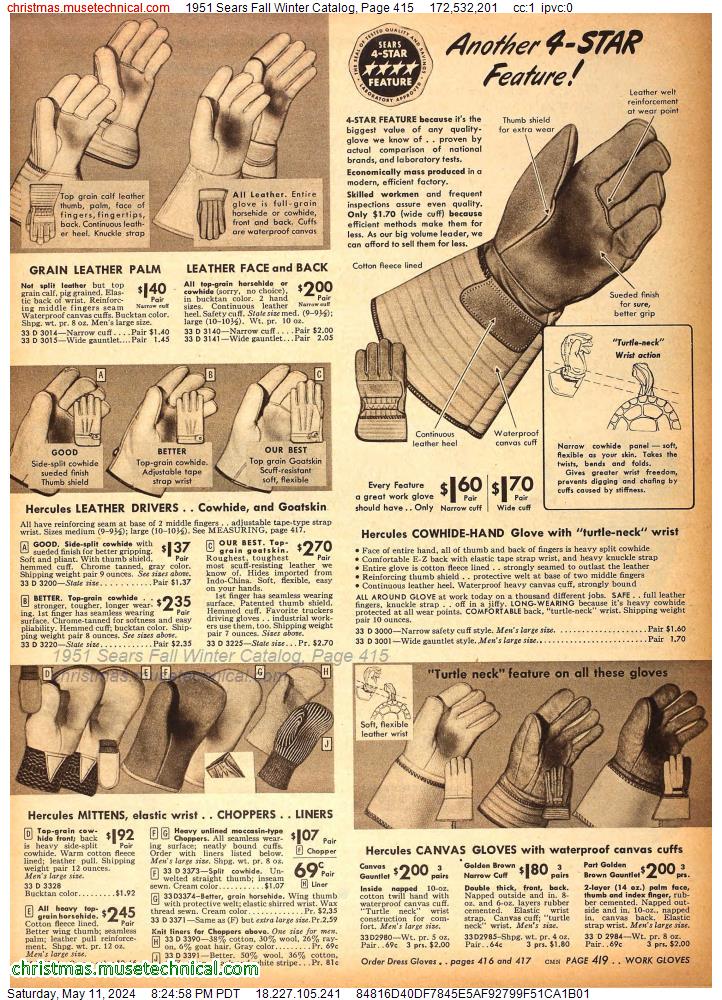 1951 Sears Fall Winter Catalog, Page 415