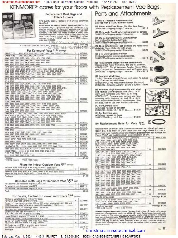 1983 Sears Fall Winter Catalog, Page 887