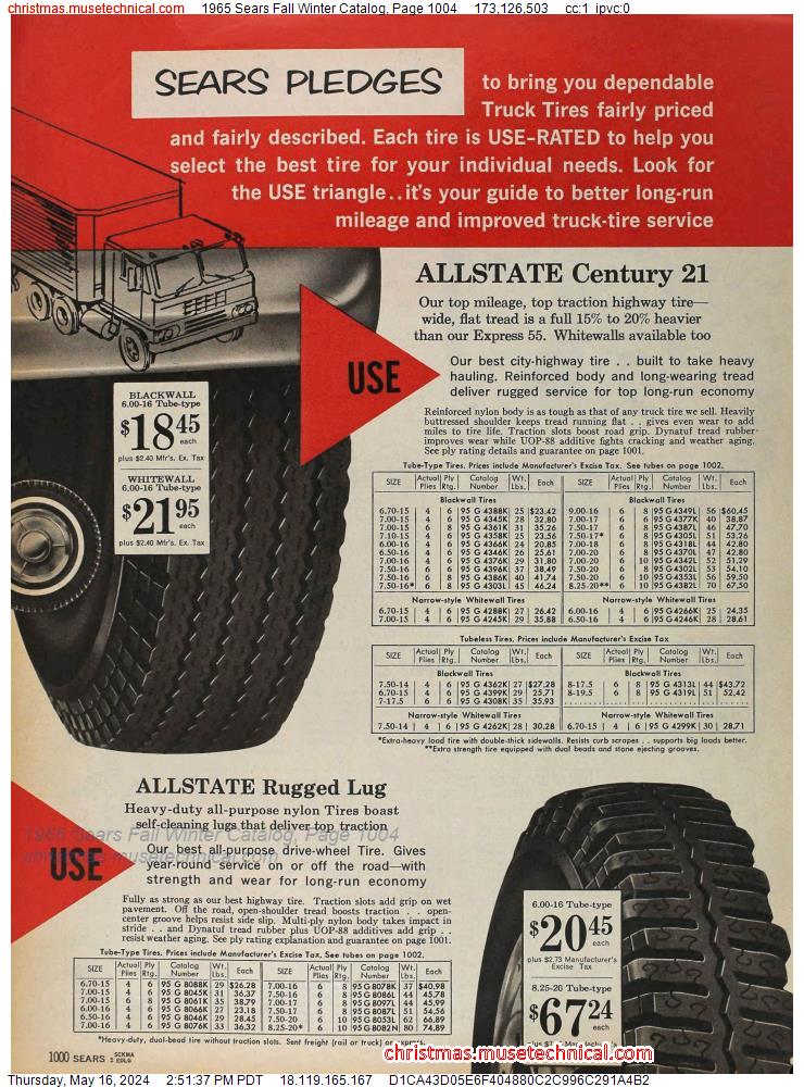 1965 Sears Fall Winter Catalog, Page 1004