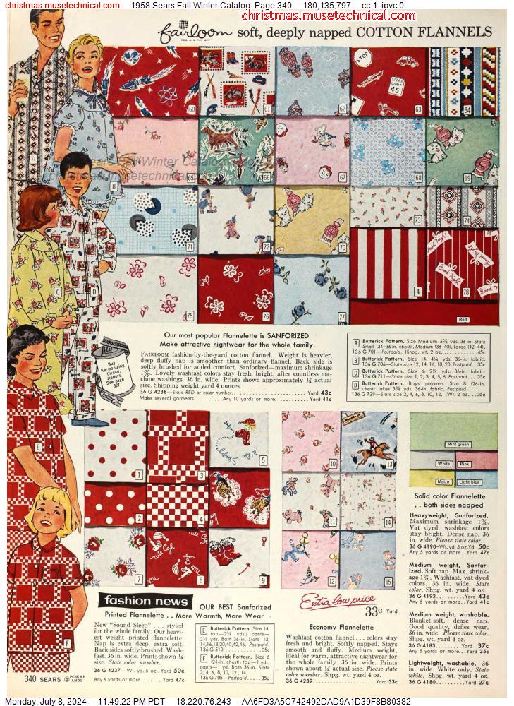 1958 Sears Fall Winter Catalog, Page 340