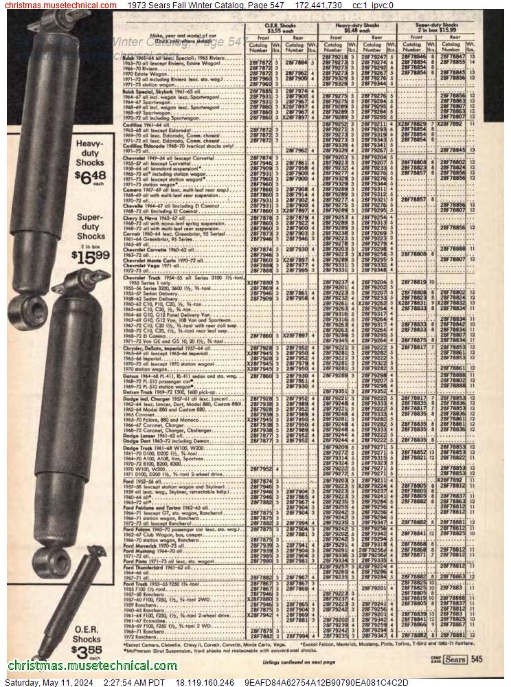 1973 Sears Fall Winter Catalog, Page 547