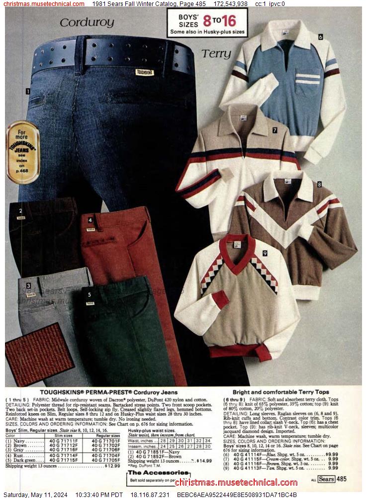 1981 Sears Fall Winter Catalog, Page 485