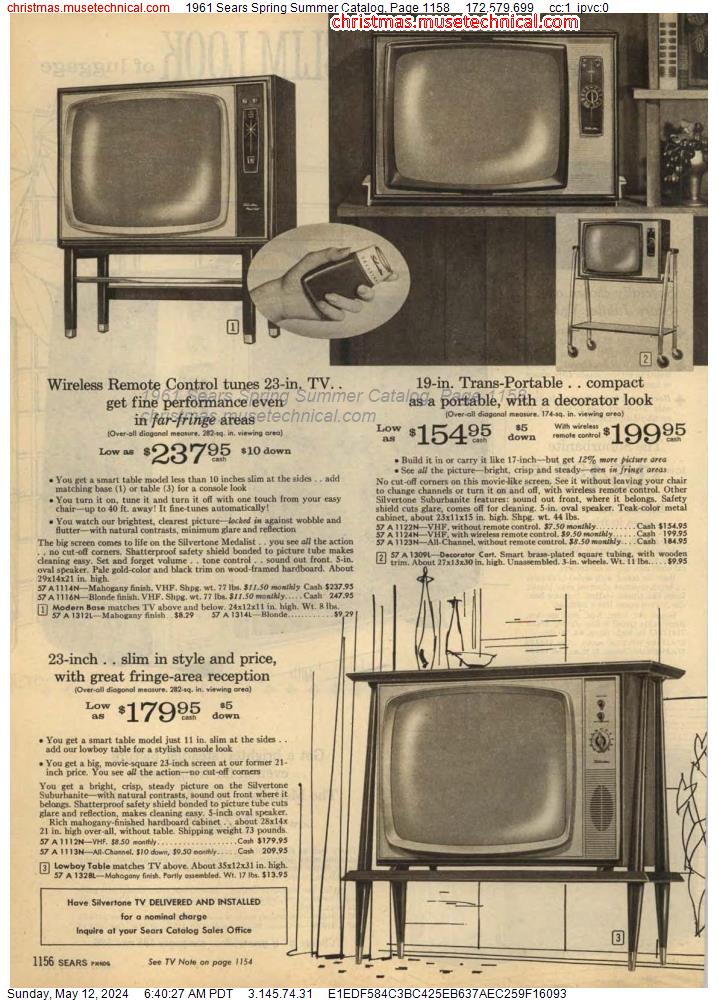 1961 Sears Spring Summer Catalog, Page 1158
