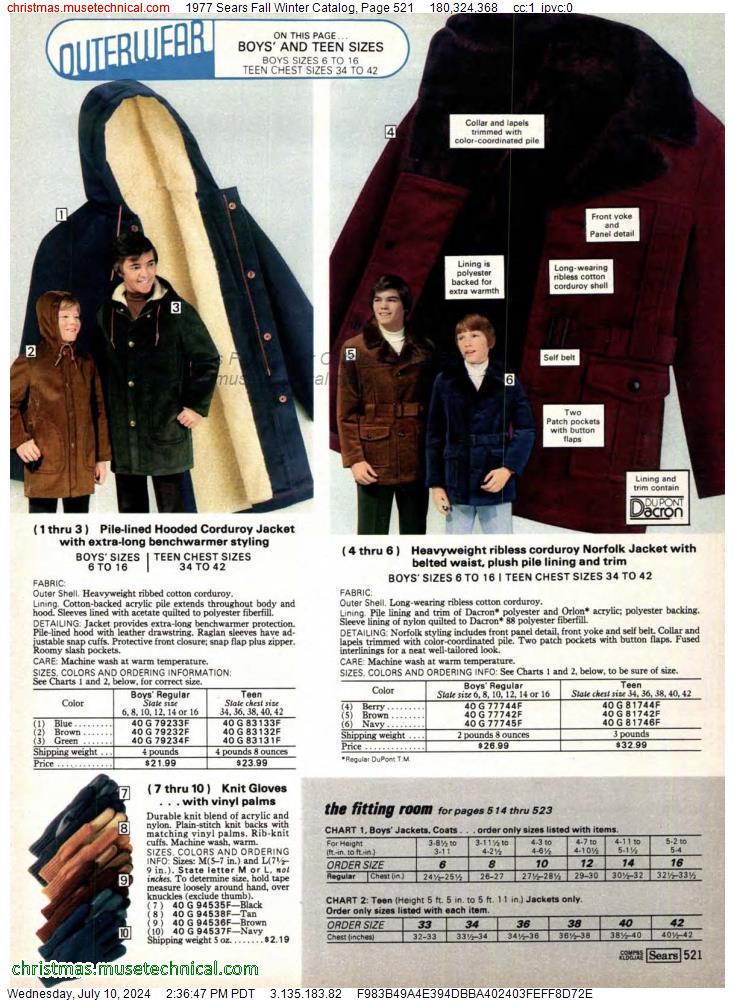 1977 Sears Fall Winter Catalog, Page 521