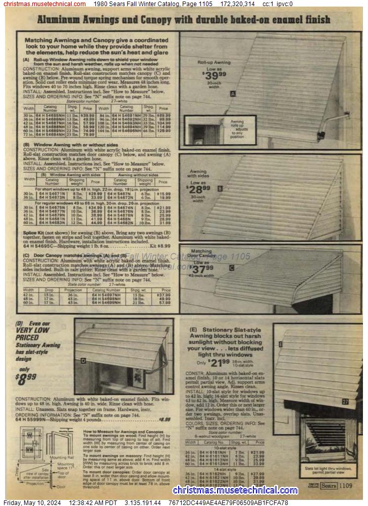 1980 Sears Fall Winter Catalog, Page 1105