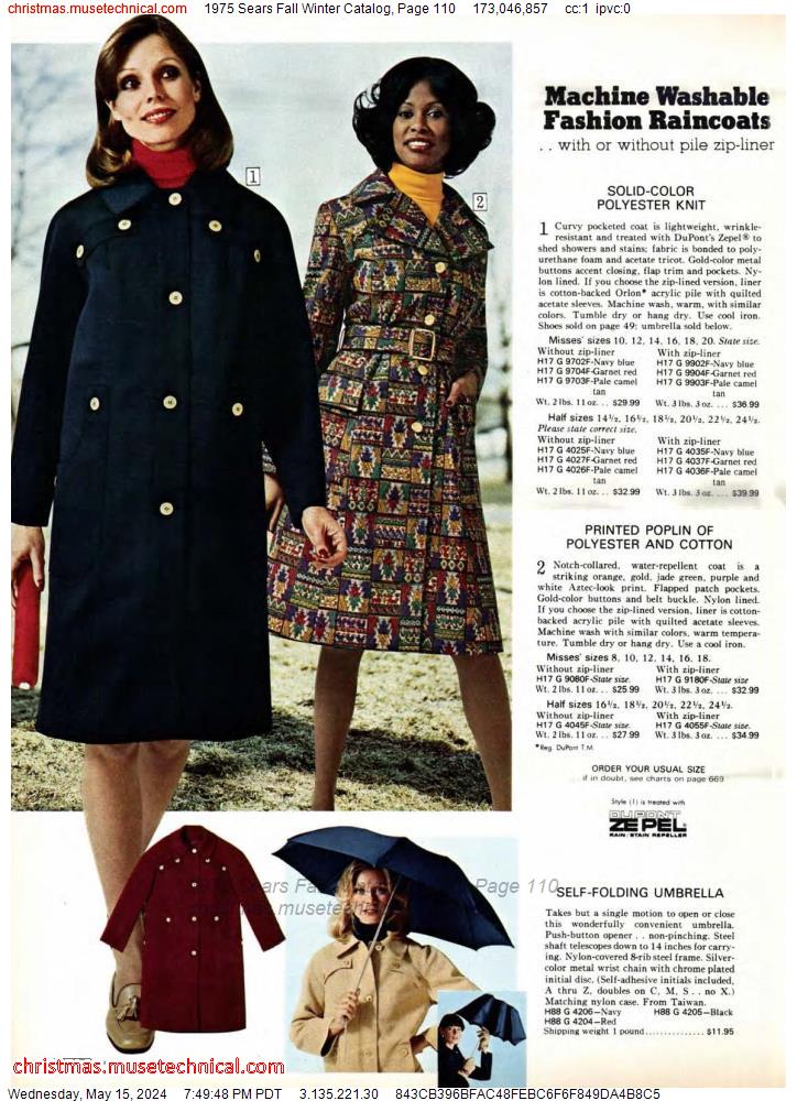 1975 Sears Fall Winter Catalog, Page 110
