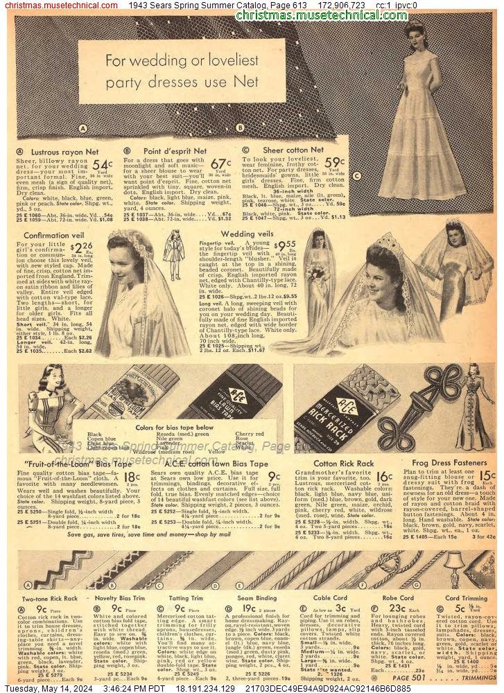 1943 Sears Spring Summer Catalog, Page 613