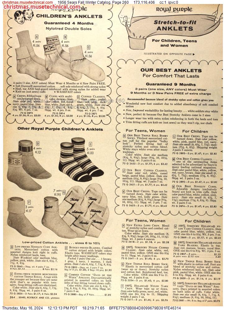 1956 Sears Fall Winter Catalog, Page 260